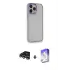 ieg™ iPhone 14 Pro Max Kılıf Eksen Doku Prime - Siyah Bilvis 5in1 3D Magic Cam Ekran Koruyucu + Raze Metal Kamera Lens - GS