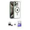 ieg™ iPhone 14 Pro Max Kılıf Eksen Form Koleksiyonu - Siyah Bilvis 5in1 5D Magic Hayalet Cam Ekran Koruyucu + Bilvis Titan Kamera Lens - DNMR