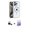 ieg™ iPhone 14 Pro Max Kılıf Eksen Form Koleksiyonu - Siyah Bilvis 5in1 5D Magic Hayalet Cam Ekran Koruyucu + Bilvis Titan Kamera Lens - DNMR