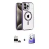 ieg™ iPhone 14 Pro Max Kılıf Eksen Form Koleksiyonu - Siyah Bilvis 5in1 5D Magic Hayalet Cam Ekran Koruyucu + Bilvis Titan Kamera Lens - GD