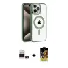 ieg™ iPhone 14 Pro Max Kılıf Eksen Form Koleksiyonu - Siyah Buffer Cam Ekran Koruyucu + Bilvis Titan Kamera Lens - DNMR