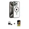 ieg™ iPhone 14 Pro Max Kılıf Eksen Form Koleksiyonu - Siyah Buffer Cam Ekran Koruyucu + Bilvis Titan Kamera Lens - SH