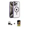 ieg™ iPhone 14 Pro Max Kılıf Eksen Form Koleksiyonu - Siyah Buffer Cam Ekran Koruyucu + Bilvis Titan Kamera Lens - SH