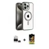 ieg™ iPhone 14 Pro Max Kılıf Eksen Form Koleksiyonu - Siyah Buffer Cam Ekran Koruyucu + Bilvis Titan Kamera Lens - DNMR