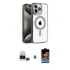 ieg™ iPhone 14 Pro Max Kılıf Eksen Form Koleksiyonu - Siyah Buffer Hayalet Cam Ekran Koruyucu + Bilvis Titan Kamera Lens - GS