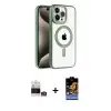 ieg™ iPhone 14 Pro Max Kılıf Eksen Form Koleksiyonu - Siyah Buffer Hayalet Cam Ekran Koruyucu + Bilvis Titan Kamera Lens - GS