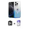 ieg™ iPhone 14 Pro Max Kılıf Eksen Minimal Özel Seri - Siyah Bilvis 5in1 3D Magic Cam Ekran Koruyucu + PVD Metal Kamera Lens - TU
