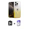ieg™ iPhone 14 Pro Max Kılıf Eksen Minimal Özel Seri - Siyah Bilvis 5in1 3D Magic Cam Ekran Koruyucu + PVD Metal Kamera Lens - TU
