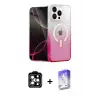 ieg™ iPhone 14 Pro Max Kılıf Eksen Minimal Özel Seri - Siyah Bilvis 5in1 3D Magic Cam Ekran Koruyucu + PVD Metal Kamera Lens - TU