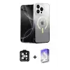 ieg™ iPhone 14 Pro Max Kılıf Eksen Minimal Özel Seri - Siyah Bilvis 5in1 3D Magic Cam Ekran Koruyucu + PVD Metal Kamera Lens - TU