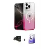 ieg™ iPhone 14 Pro Max Kılıf Eksen Minimal Özel Seri - Siyah Bilvis 5in1 5D Magic Hayalet Cam Ekran Koruyucu + Raze Metal Kamera Lens - GD
