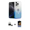ieg™ iPhone 14 Pro Max Kılıf Eksen Minimal Özel Seri - Siyah Buffer Hayalet Cam Ekran Koruyucu + Bilvis Titan Kamera Lens - GD