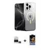 ieg™ iPhone 14 Pro Max Kılıf Eksen Minimal Özel Seri - Siyah Buffer Hayalet Cam Ekran Koruyucu + Bilvis Titan Kamera Lens - GD