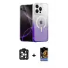 ieg™ iPhone 14 Pro Max Kılıf Eksen Minimal Özel Seri - Siyah Buffer Hayalet Cam Ekran Koruyucu + PVD Metal Kamera Lens - TU