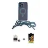 ieg™ iPhone 14 Pro Max Kılıf Eksen Özel Seri - Siyah Buffer Cam Ekran Koruyucu + Bilvis Titan Kamera Lens - GS