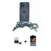 ieg™ iPhone 14 Pro Max Kılıf Eksen Özel Seri - Siyah Buffer Hayalet Cam Ekran Koruyucu + Bilvis Titan Kamera Lens - GS