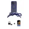ieg™ iPhone 14 Pro Max Kılıf Eksen Özel Seri - Siyah Buffer Hayalet Cam Ekran Koruyucu + Bilvis Titan Kamera Lens - GS