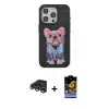 ieg™ iPhone 14 Pro Max Kılıf İz Minimal Koleksiyonu - Siyah Buffer Hayalet Cam Ekran Koruyucu + Raze Metal Kamera Lens - GS