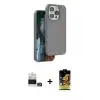 ieg™ iPhone 14 Pro Max Kılıf Kıvılcım Çizgi Serisi - Siyah Buffer Cam Ekran Koruyucu + Bilvis Titan Kamera Lens - GD