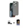 ieg™ iPhone 14 Pro Max Kılıf Kıvılcım Çizgi Serisi - Siyah Buffer Hayalet Cam Ekran Koruyucu + Bilvis Titan Kamera Lens - SH