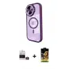 ieg™ iPhone 14 Pro Max Kılıf Kıvılcım Modern Koleksiyonu - Siyah Buffer Cam Ekran Koruyucu + Bilvis Titan Kamera Lens - GS
