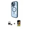 ieg™ iPhone 14 Pro Max Kılıf Kıvılcım Modern Koleksiyonu - Siyah Buffer Cam Ekran Koruyucu + Bilvis Titan Kamera Lens - GS
