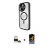ieg™ iPhone 14 Pro Max Kılıf Kıvılcım Modern Koleksiyonu - Siyah Buffer Hayalet Cam Ekran Koruyucu + Bilvis Titan Kamera Lens - GS