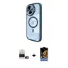 ieg™ iPhone 14 Pro Max Kılıf Kıvılcım Modern Koleksiyonu - Siyah Buffer Hayalet Cam Ekran Koruyucu + Bilvis Titan Kamera Lens - GS
