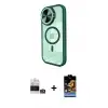 ieg™ iPhone 14 Pro Max Kılıf Kıvılcım Modern Koleksiyonu - Siyah Buffer Hayalet Cam Ekran Koruyucu + Bilvis Titan Kamera Lens - GS