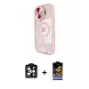 ieg™ iPhone 14 Pro Max Kılıf Kıvılcım Modern Koleksiyonu - Siyah Buffer Hayalet Cam Ekran Koruyucu + PVD Metal Kamera Lens - TU