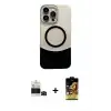 ieg™ iPhone 14 Pro Max Kılıf Kozmos Form Özel Seri - Siyah Buffer Cam Ekran Koruyucu + Bilvis Titan Kamera Lens - SH