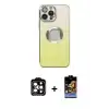 ieg™ iPhone 14 Pro Max Kılıf Kutup Yansıma Özel Seri - Siyah Buffer Hayalet Cam Ekran Koruyucu + PVD Metal Kamera Lens - TU