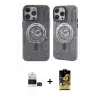 ieg™ iPhone 14 Pro Max Kılıf Nova Doku Koleksiyonu - Siyah Buffer Cam Ekran Koruyucu + Bilvis Titan Kamera Lens - SH
