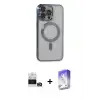 ieg™ iPhone 14 Pro Max Kılıf Nova Işık Özel Seri - Siyah Bilvis 5in1 3D Magic Cam Ekran Koruyucu + Bilvis Titan Kamera Lens - GD