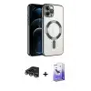 ieg™ iPhone 14 Pro Max Kılıf Nova Işık Özel Seri - Siyah Bilvis 5in1 5D Magic Hayalet Cam Ekran Koruyucu + Raze Metal Kamera Lens - GS