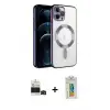 ieg™ iPhone 14 Pro Max Kılıf Nova Işık Özel Seri - Siyah Polymer Nano Ekran Koruyucu + Bilvis Titan Kamera Lens - SH