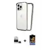 ieg™ iPhone 14 Pro Max Kılıf Pusula Asil Koleksiyonu - Siyah Buffer Hayalet Cam Ekran Koruyucu + Bilvis Titan Kamera Lens - DNMR