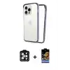 ieg™ iPhone 14 Pro Max Kılıf Pusula Asil Koleksiyonu - Siyah Buffer Hayalet Cam Ekran Koruyucu + PVD Metal Kamera Lens - TU