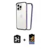 ieg™ iPhone 14 Pro Max Kılıf Pusula Asil Koleksiyonu - Siyah Buffer Hayalet Cam Ekran Koruyucu + PVD Metal Kamera Lens - TU