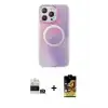 ieg™ iPhone 14 Pro Max Kılıf Pusula Form - Siyah Buffer Cam Ekran Koruyucu + Bilvis Titan Kamera Lens - GS