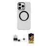 ieg™ iPhone 14 Pro Max Kılıf Pusula Form - Siyah Buffer Cam Ekran Koruyucu + Bilvis Titan Kamera Lens - SH