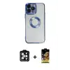 ieg™ iPhone 14 Pro Max Kılıf Pusula Form - Siyah Buffer Cam Ekran Koruyucu + PVD Metal Kamera Lens - TU