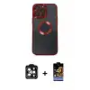 ieg™ iPhone 14 Pro Max Kılıf Pusula Form - Siyah Buffer Hayalet Cam Ekran Koruyucu + PVD Metal Kamera Lens - TU