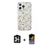 ieg™ iPhone 14 Pro Max Kılıf Pusula Form - Siyah Buffer Hayalet Cam Ekran Koruyucu + PVD Metal Kamera Lens - TU