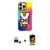 ieg™ iPhone 14 Pro Max Kılıf Siluet Çizgi Koleksiyonu - Siyah Buffer Cam Ekran Koruyucu + Bilvis Titan Kamera Lens - GS