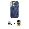 ieg™ iPhone 14 Pro Max Kılıf Siluet Form Serisi - Siyah Buffer Cam Ekran Koruyucu + Bilvis Titan Kamera Lens - SH