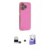 ieg™ iPhone 14 Pro Max Kılıf Siluet Minimal Özel Seri - Siyah Bilvis 5in1 5D Magic Hayalet Cam Ekran Koruyucu + Bilvis Titan Kamera Lens - GD