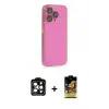 ieg™ iPhone 14 Pro Max Kılıf Siluet Minimal Özel Seri - Siyah Buffer Cam Ekran Koruyucu + PVD Metal Kamera Lens - TU