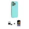 ieg™ iPhone 14 Pro Max Kılıf Siluet Minimal Özel Seri - Siyah Buffer Hayalet Cam Ekran Koruyucu + Bilvis Titan Kamera Lens - GD