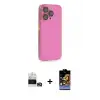 ieg™ iPhone 14 Pro Max Kılıf Siluet Minimal Özel Seri - Siyah Buffer Hayalet Cam Ekran Koruyucu + Bilvis Titan Kamera Lens - GD